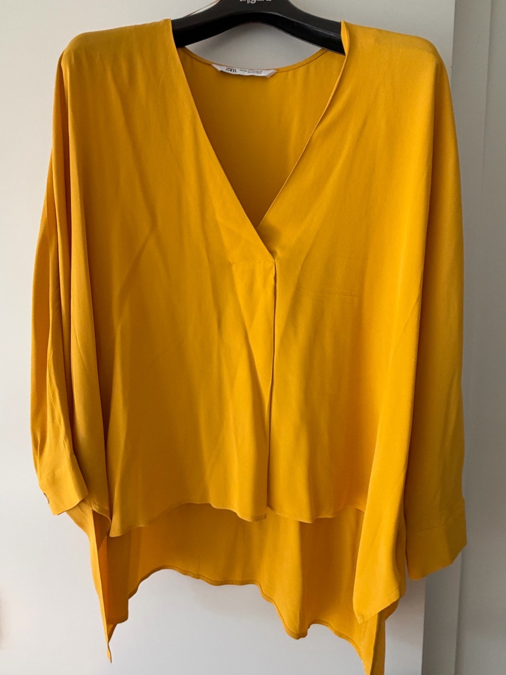 Zara Golden Yellow V-Neck Draped Blouse